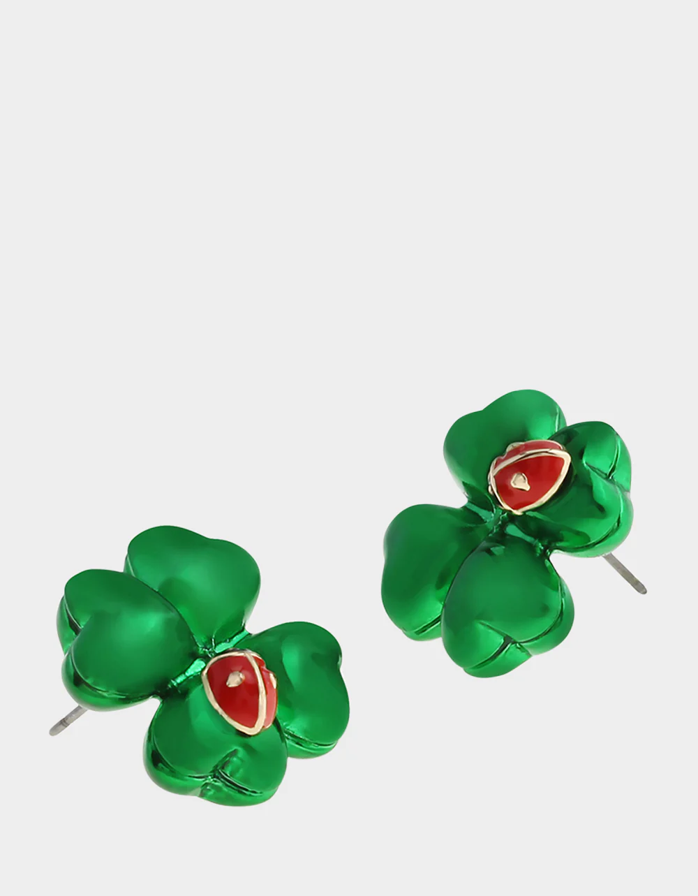 SHAMROCK LADYBUG STUD EARRINGS GREEN - Image 3