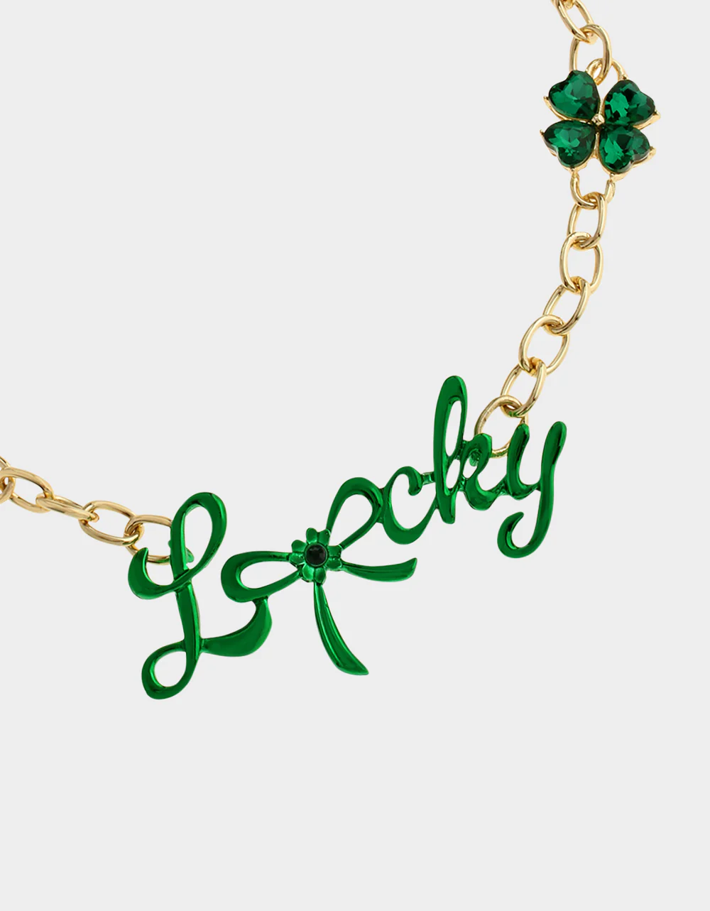 LUCKY FRONTAL NECKLACE GREEN - Image 3