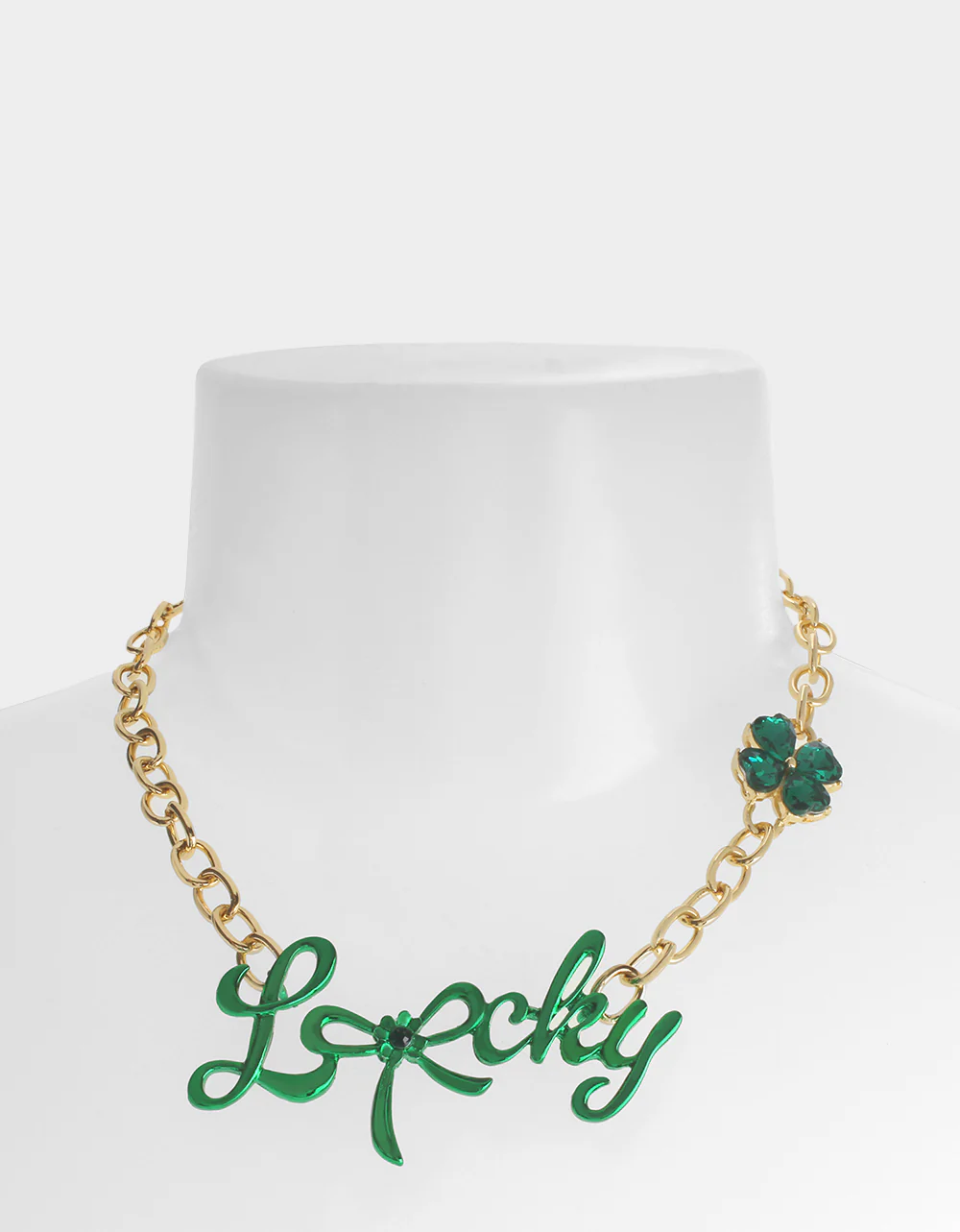 LUCKY FRONTAL NECKLACE GREEN - Image 4