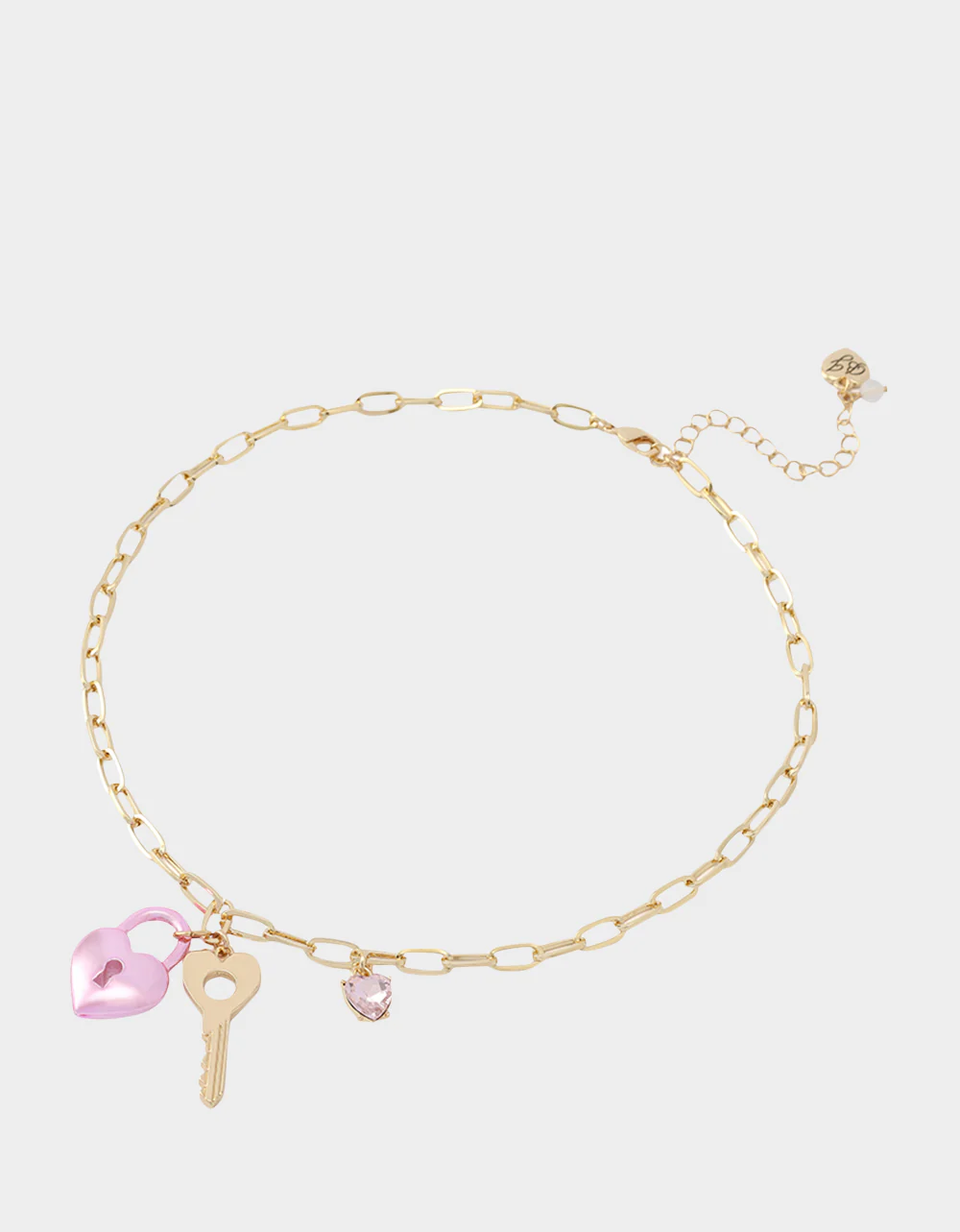 HEART LOCK SHORT PENDANT NECKLACE PINK - Image 3